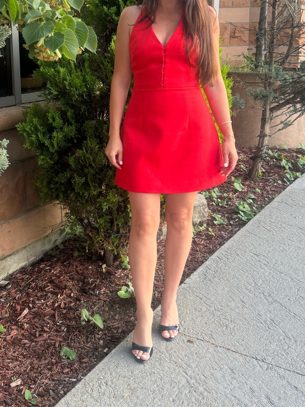 Ever New Bright Red V-Neck Mini Dress